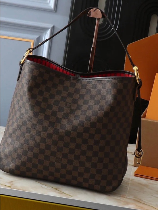 Louis Vuitton Handbags - Louis Vuitton Brown Damier Ebene Hobo with Red Interior